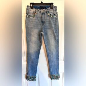 Boston Proper Beaded Cuff with Zip Ankle Jeans Size 2